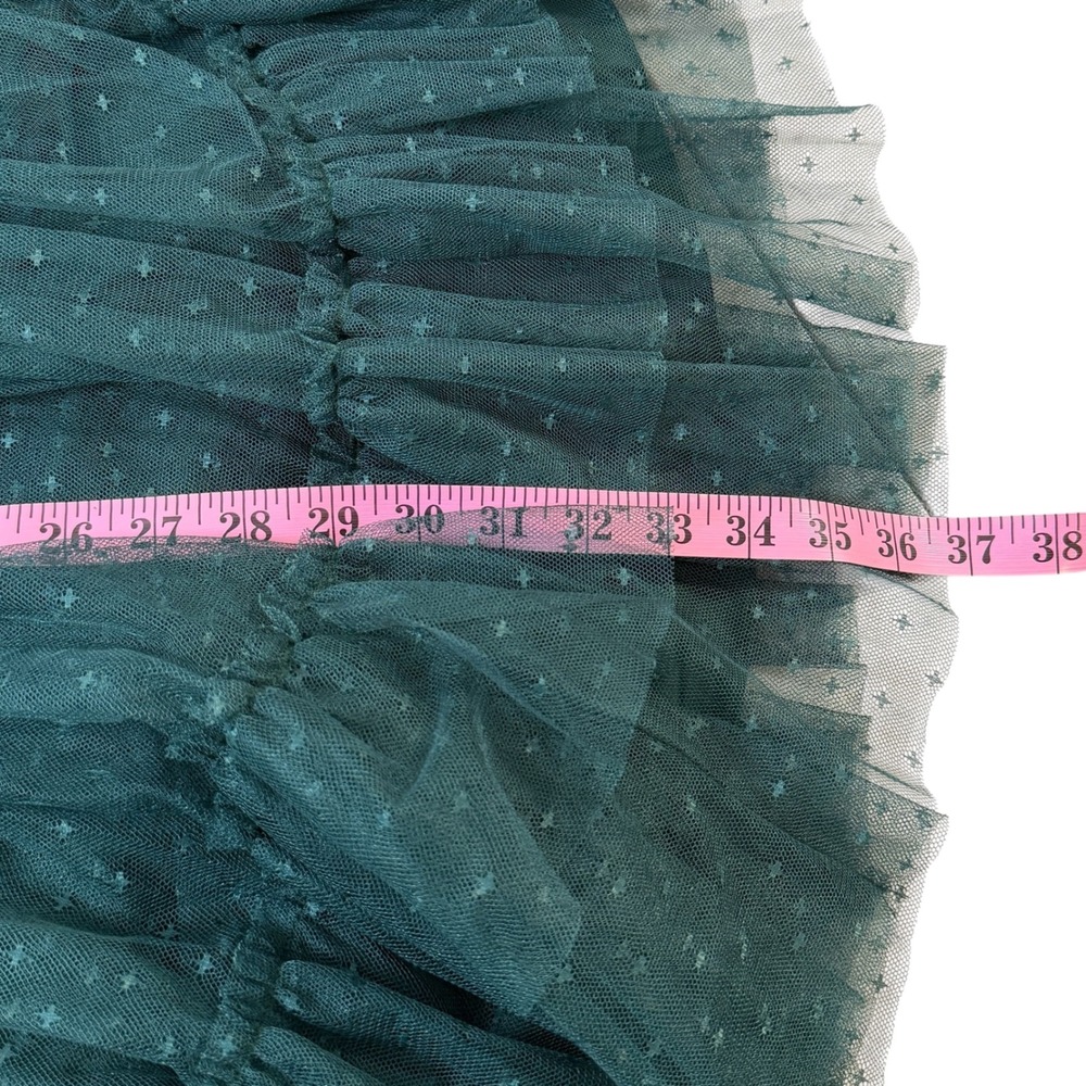 Ivy City Co Short Mini Whimsical Dress Emerald Green Tiered Lace Ruffle Small - Picture 7 of 11